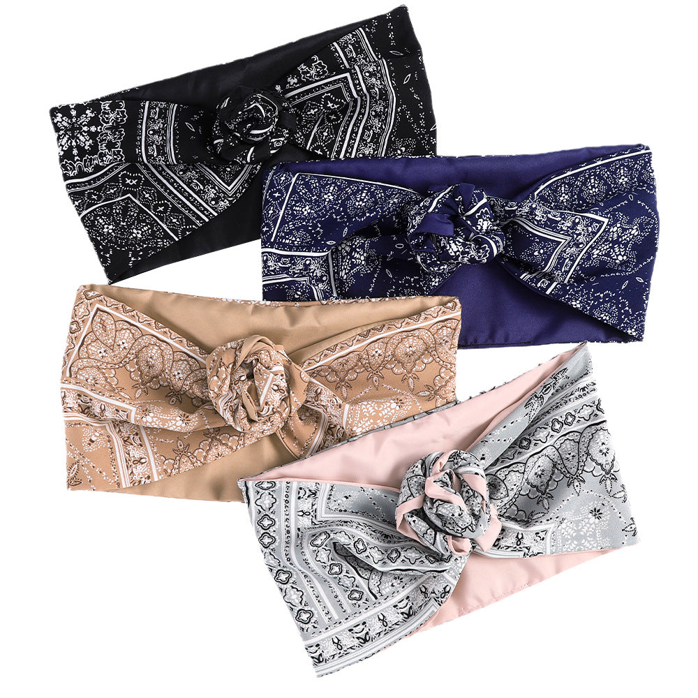 paisley print extra-wide twist hair scarf