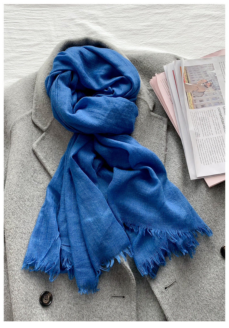 Fringed solid long scarf