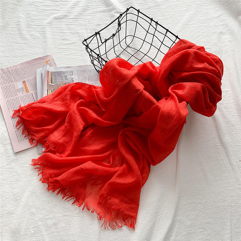 Fringed solid long scarf