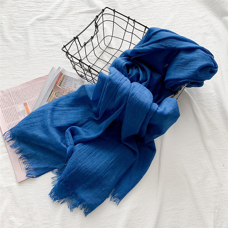 Fringed solid long scarf