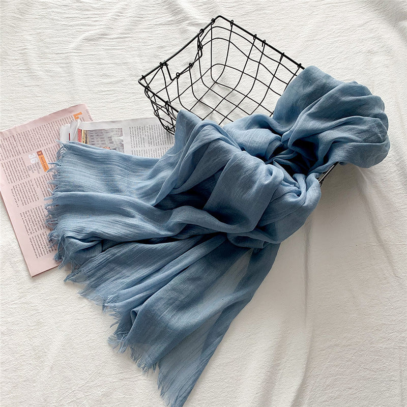 Fringed solid long scarf