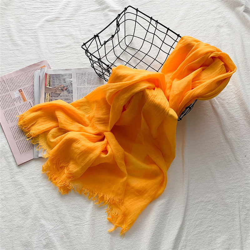 Fringed solid long scarf