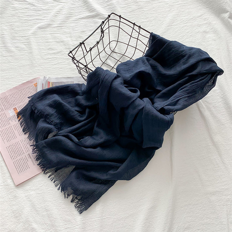 Fringed solid long scarf