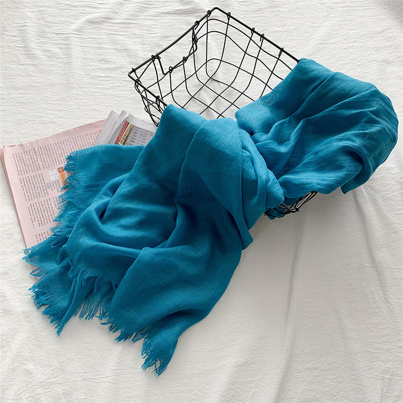 Fringed solid long scarf