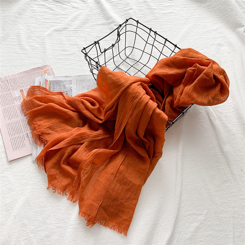 Fringed solid long scarf