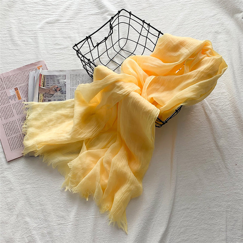 Fringed solid long scarf