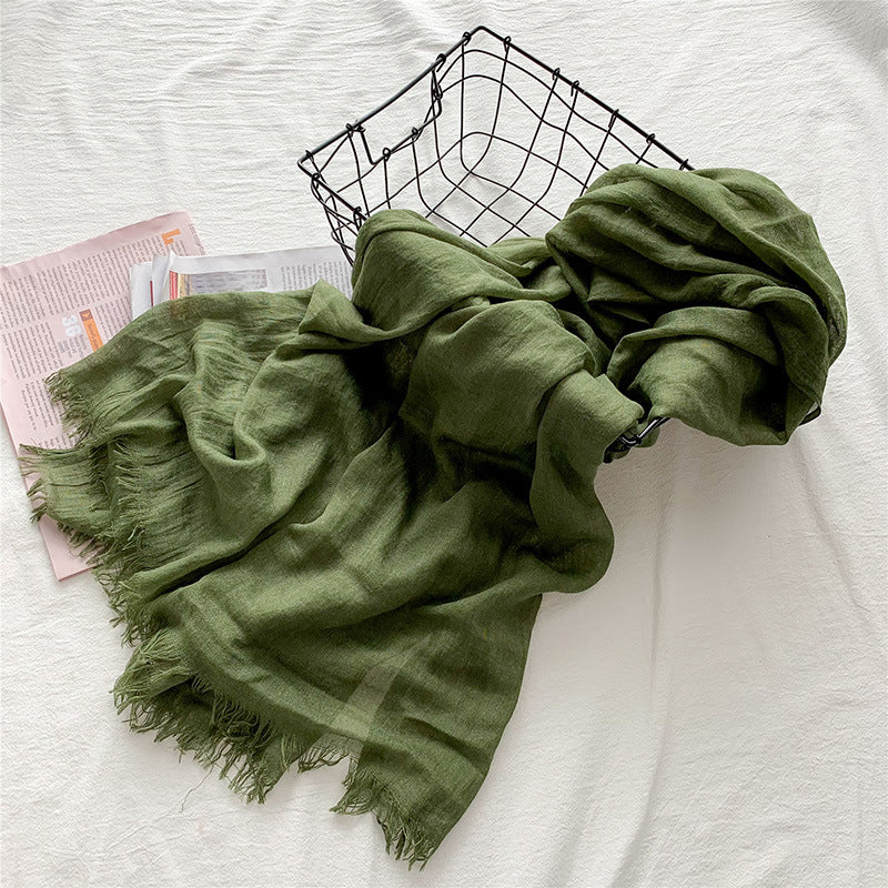 Fringed solid long scarf