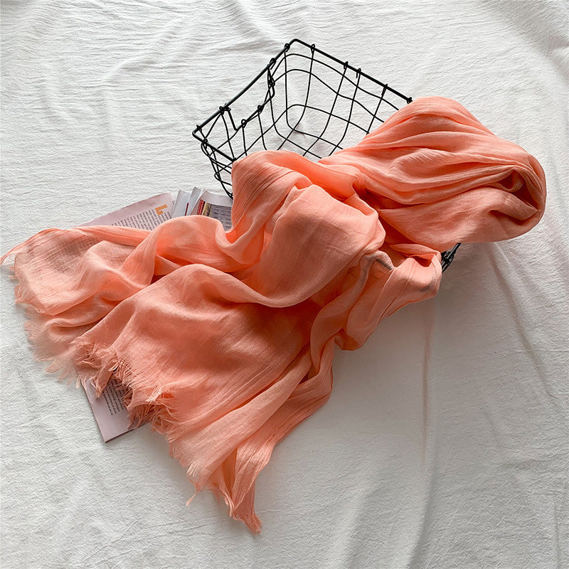Fringed solid long scarf