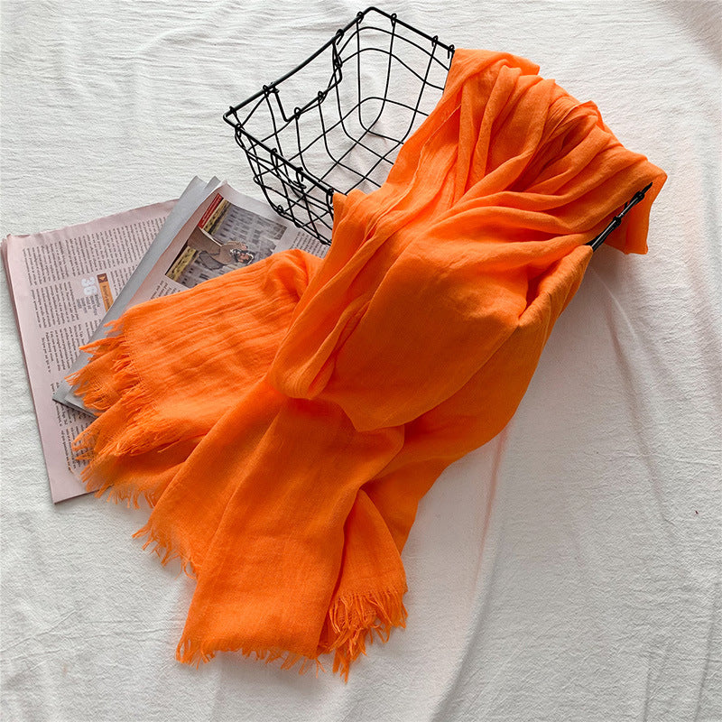 Fringed solid long scarf