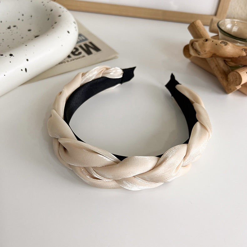 Braided top glossy organza headband
