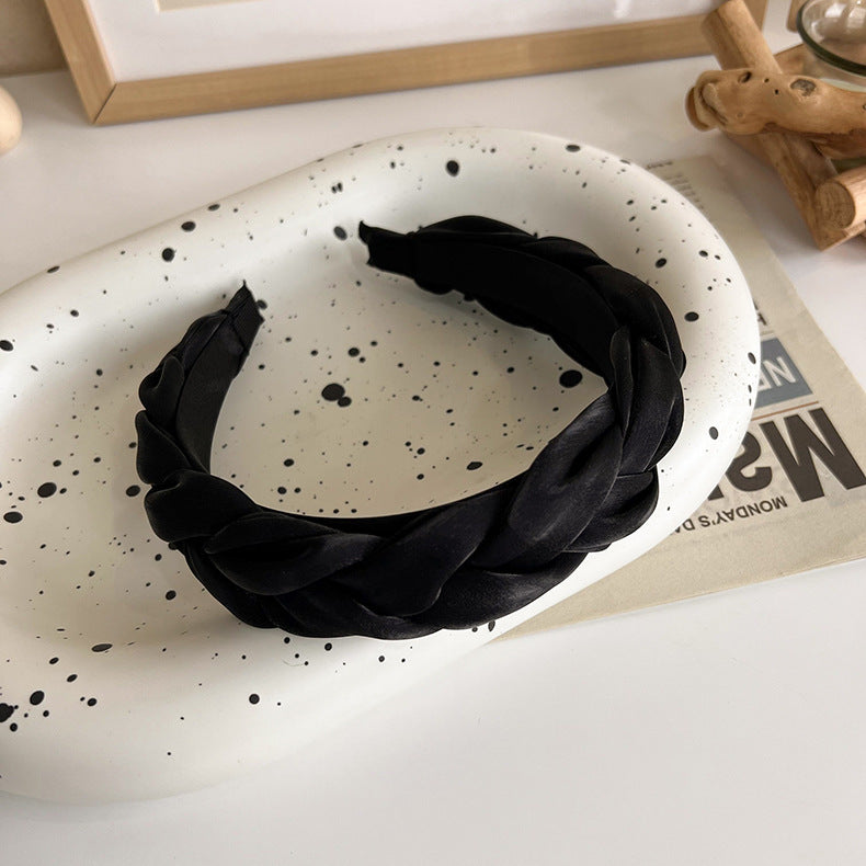 Braided top glossy organza headband