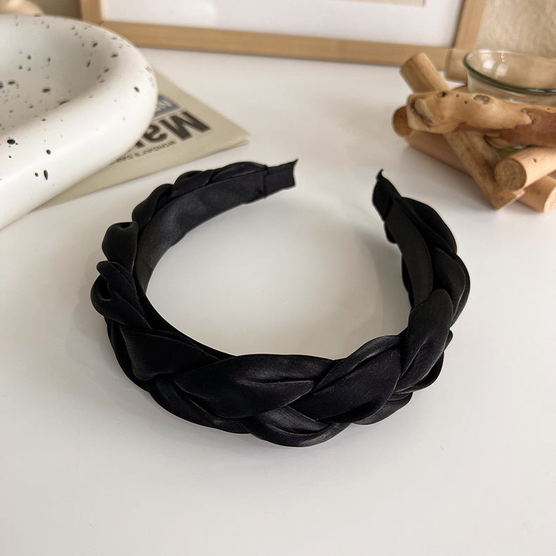 Braided top glossy organza headband