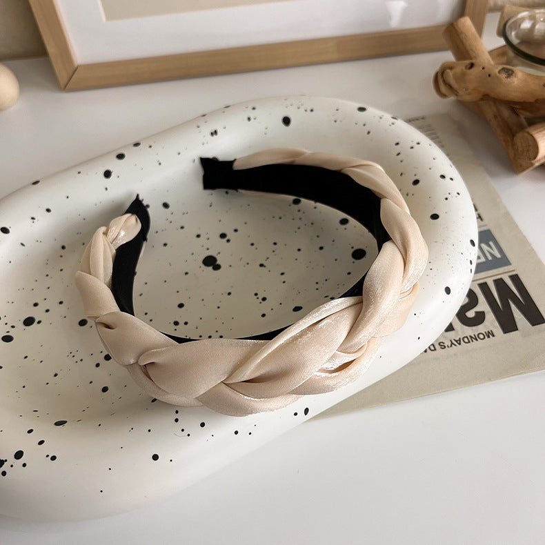 Braided top glossy organza headband