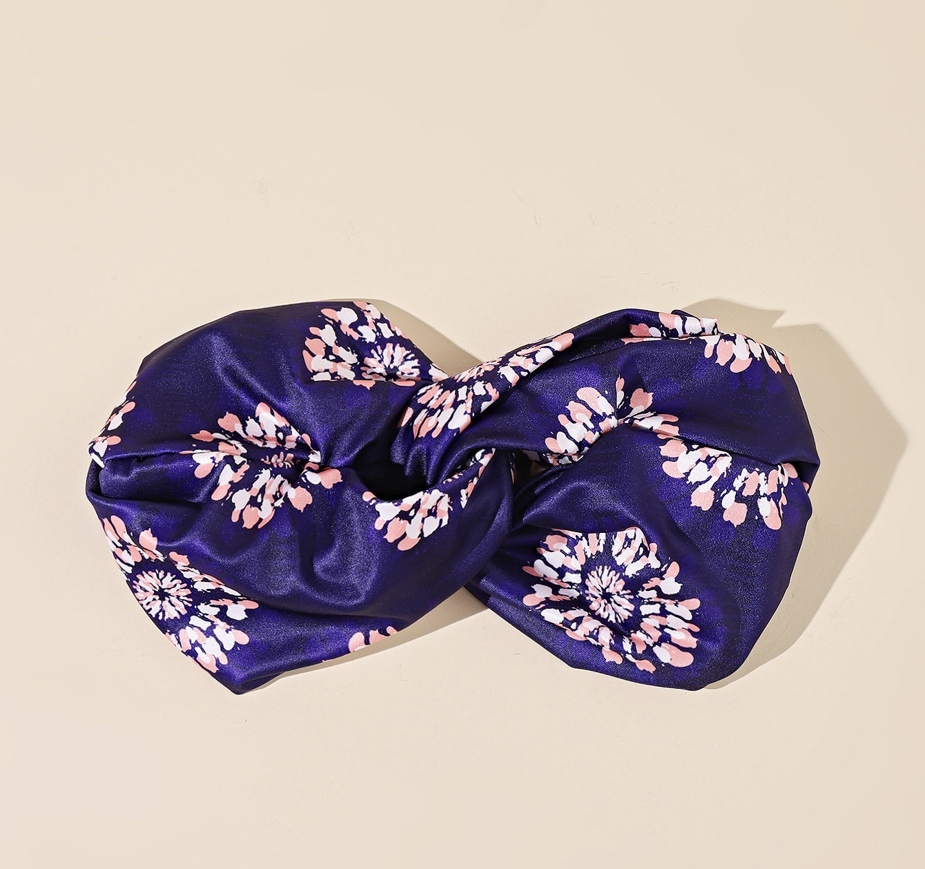 White pink floral purple thick elastic headband