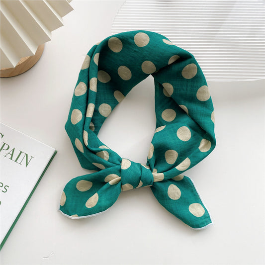 Polka dots patterned cotton square scarf