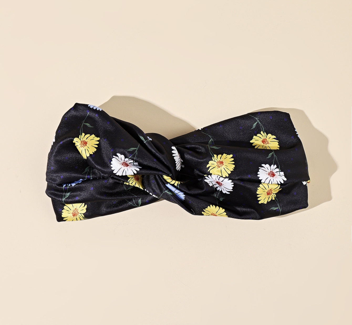 Little daisy flowers black thick elastic headband