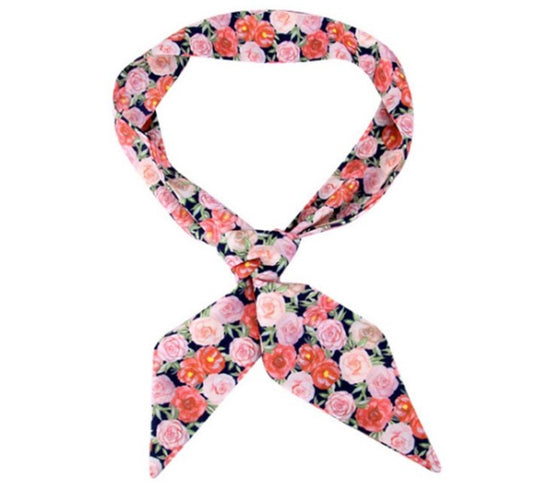 Red & Pink roses printed hair scarf