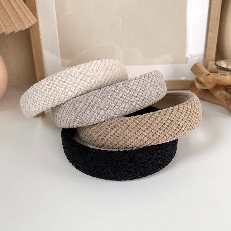 Patterned corduroy thinly padded headband