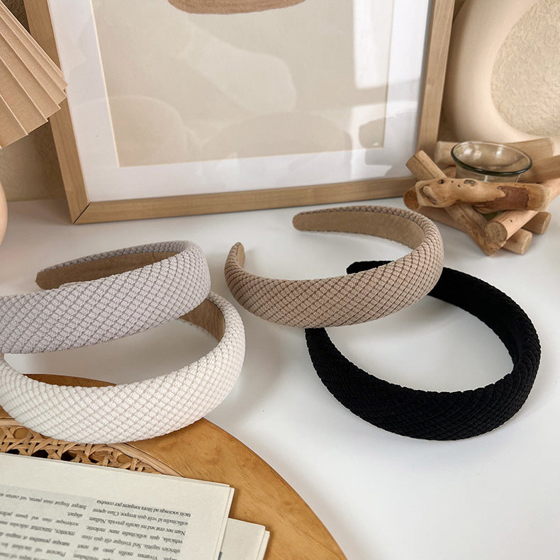 Patterned corduroy thinly padded headband