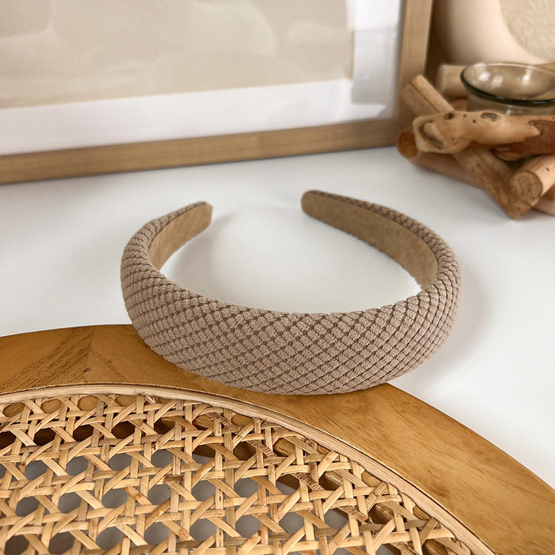 Patterned corduroy thinly padded headband