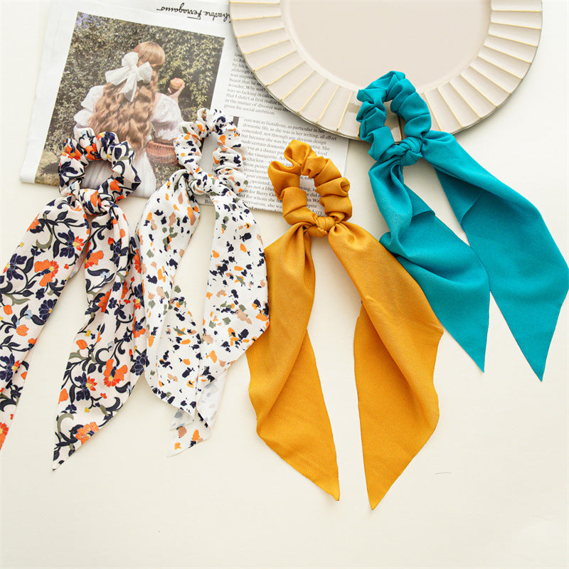 Plain and printed chiffon scrunchies with scarf