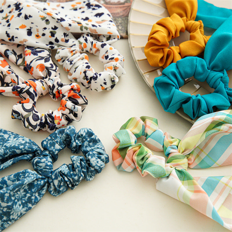 Plain and printed chiffon scrunchies with scarf