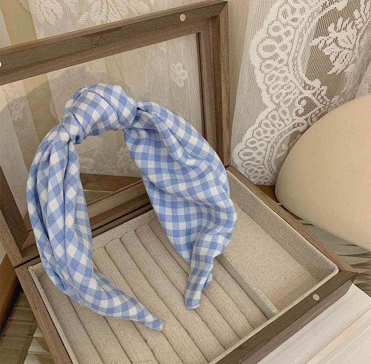 Gingham knotted headband