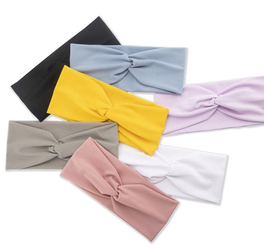 Twist front thin ribbed cotton stretchy headband