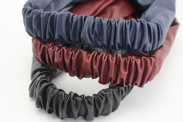 Twist front leather elastic headband