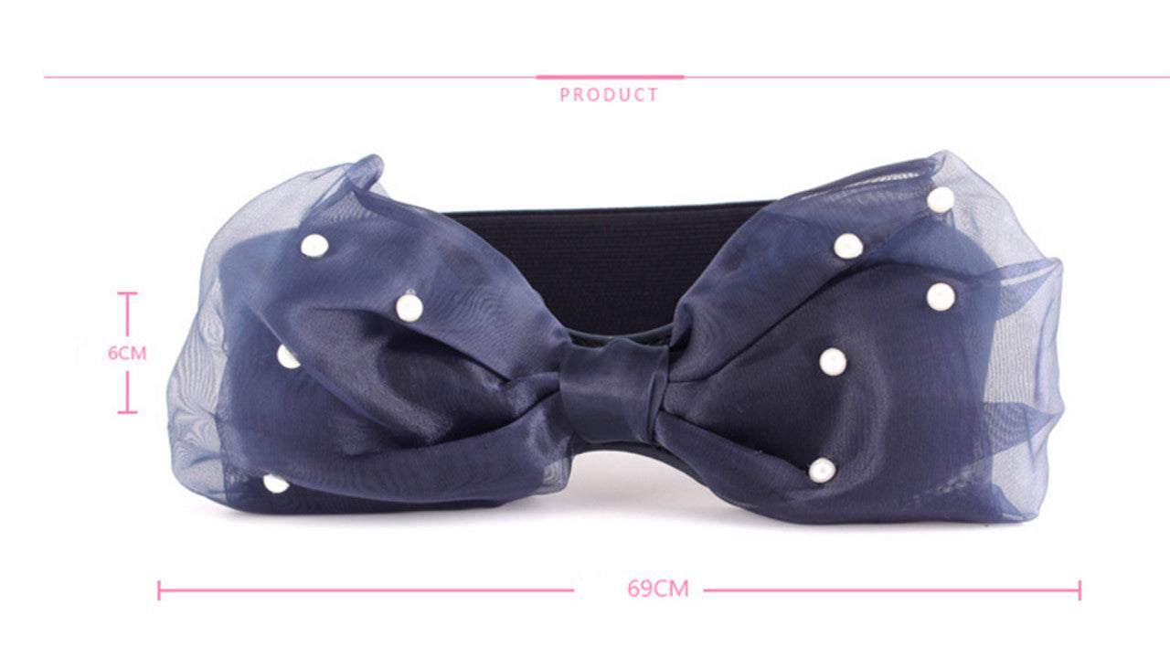 Large organza bow stretch belt