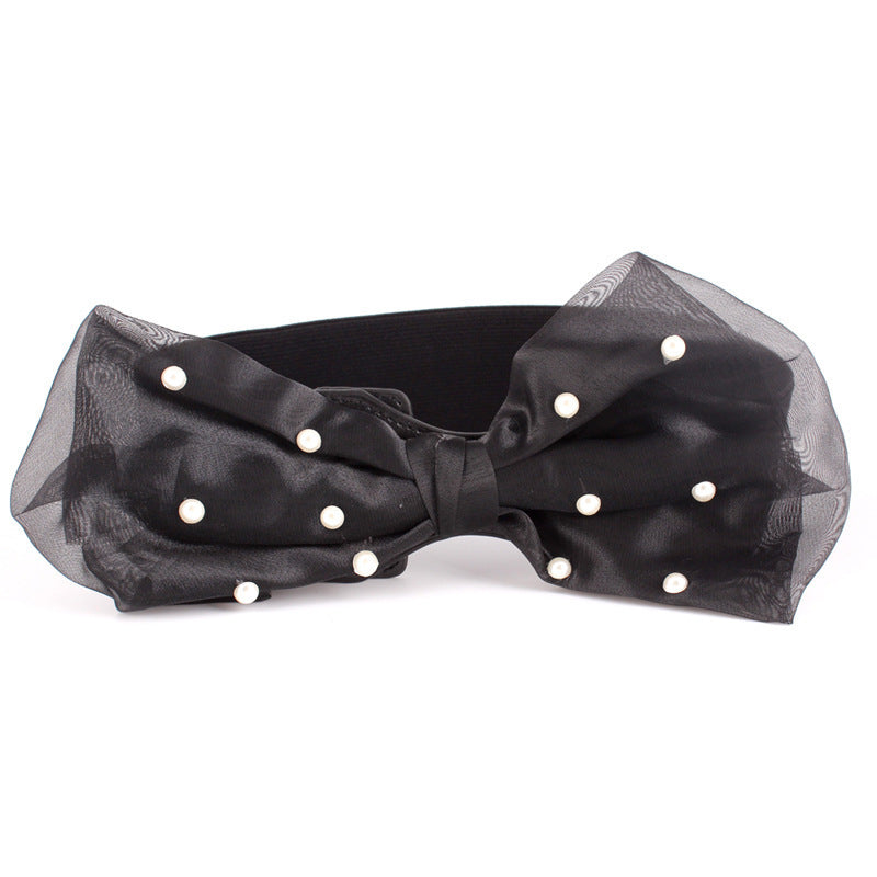 Large organza bow stretch belt