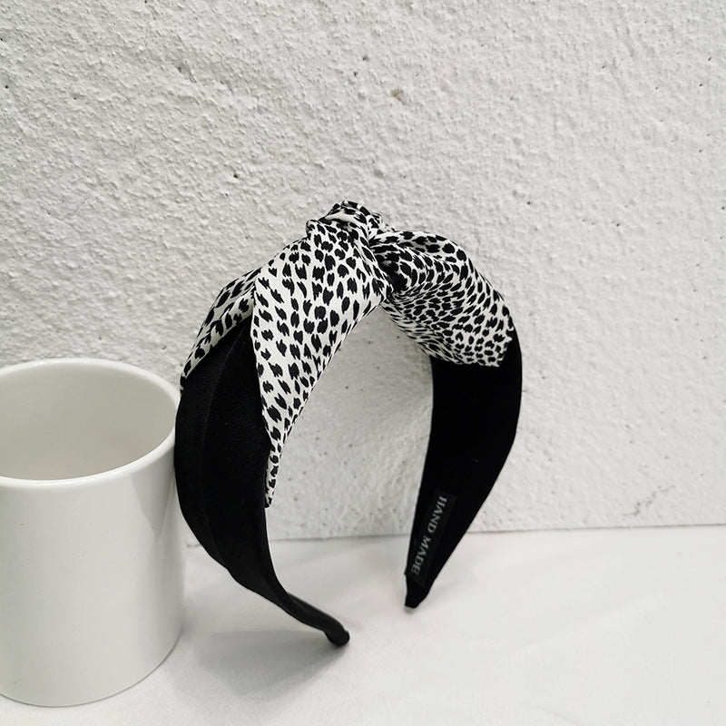 Twist knotted printed top twill cotton knotted headband