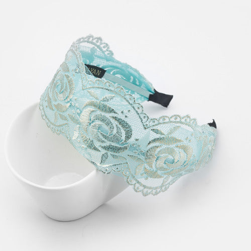 Golden thread & rose flowers lace headband