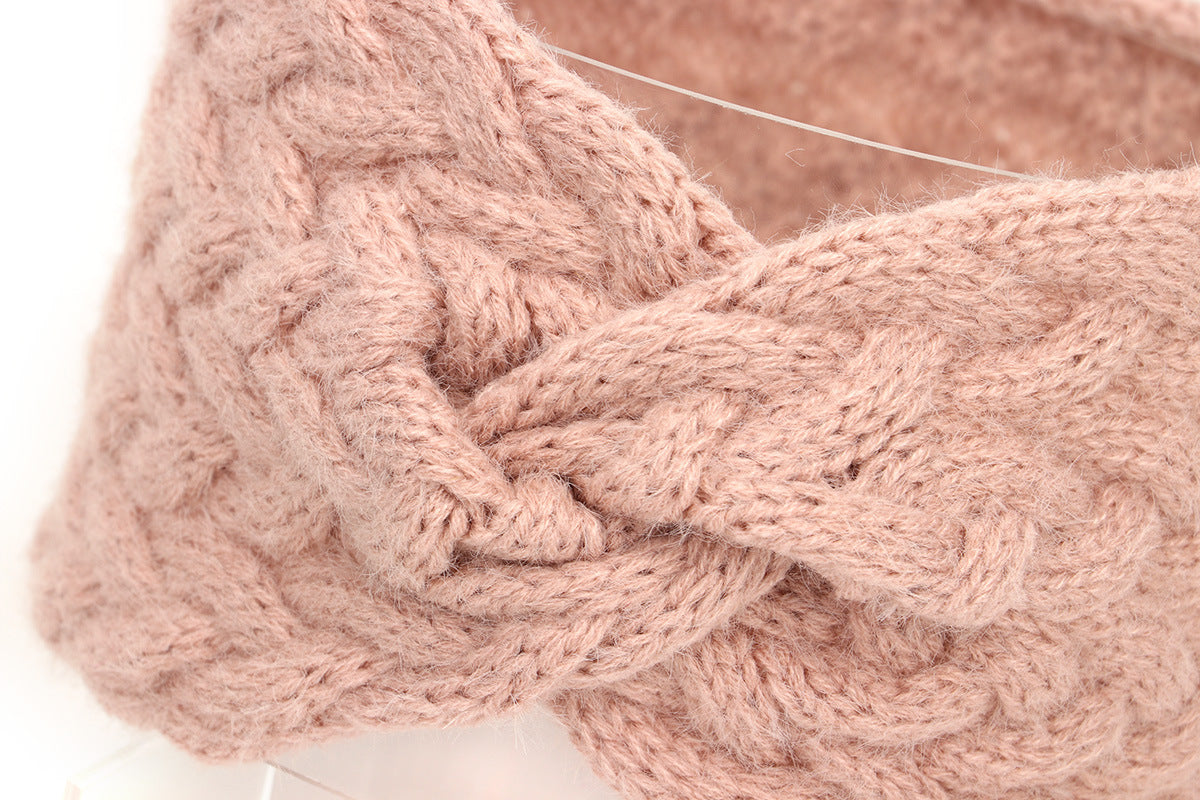 Braids patterned twist front knitted headband