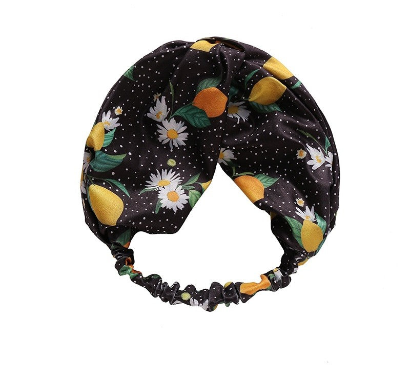 Fruits printed thick elastic headband