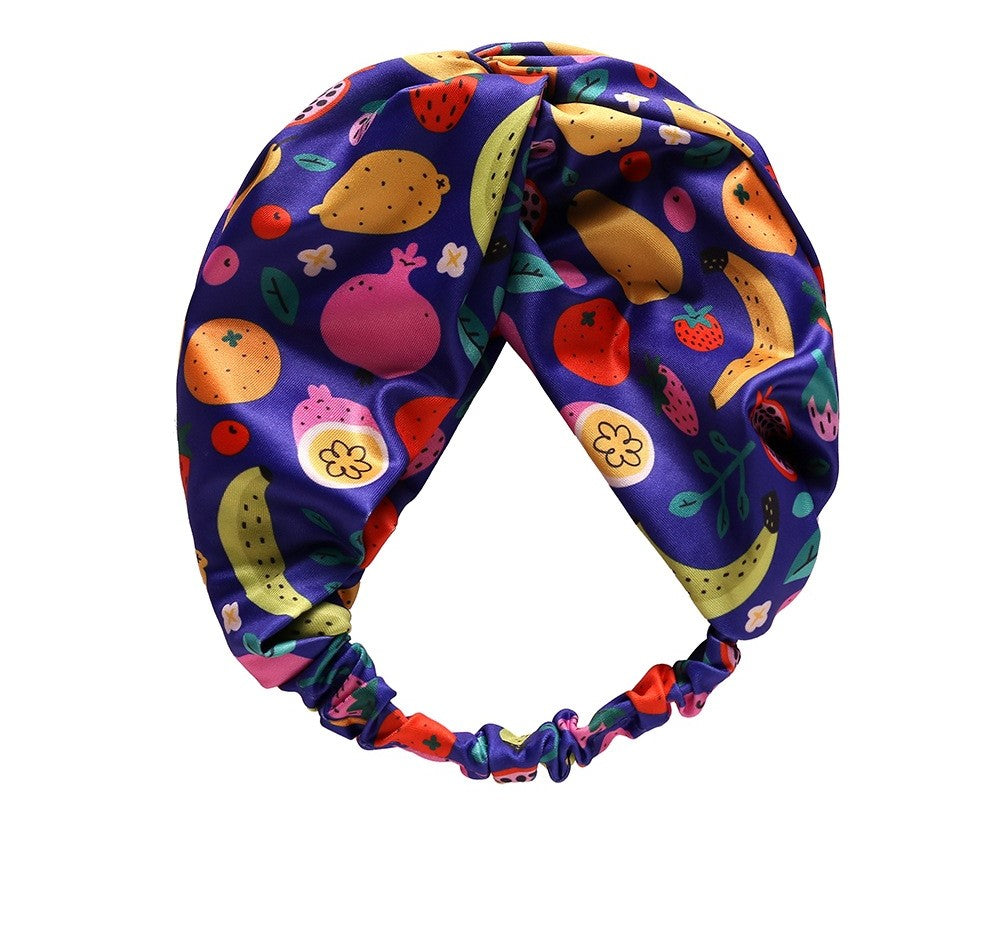 Fruits printed thick elastic headband