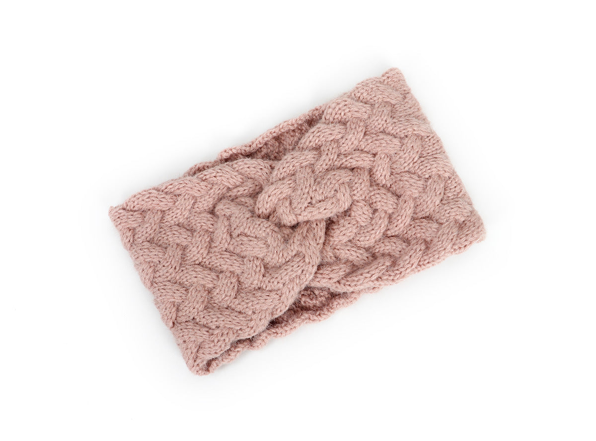Braids patterned twist front knitted headband