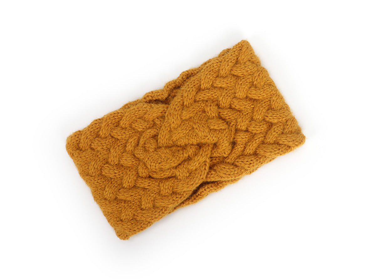 Braids patterned twist front knitted headband