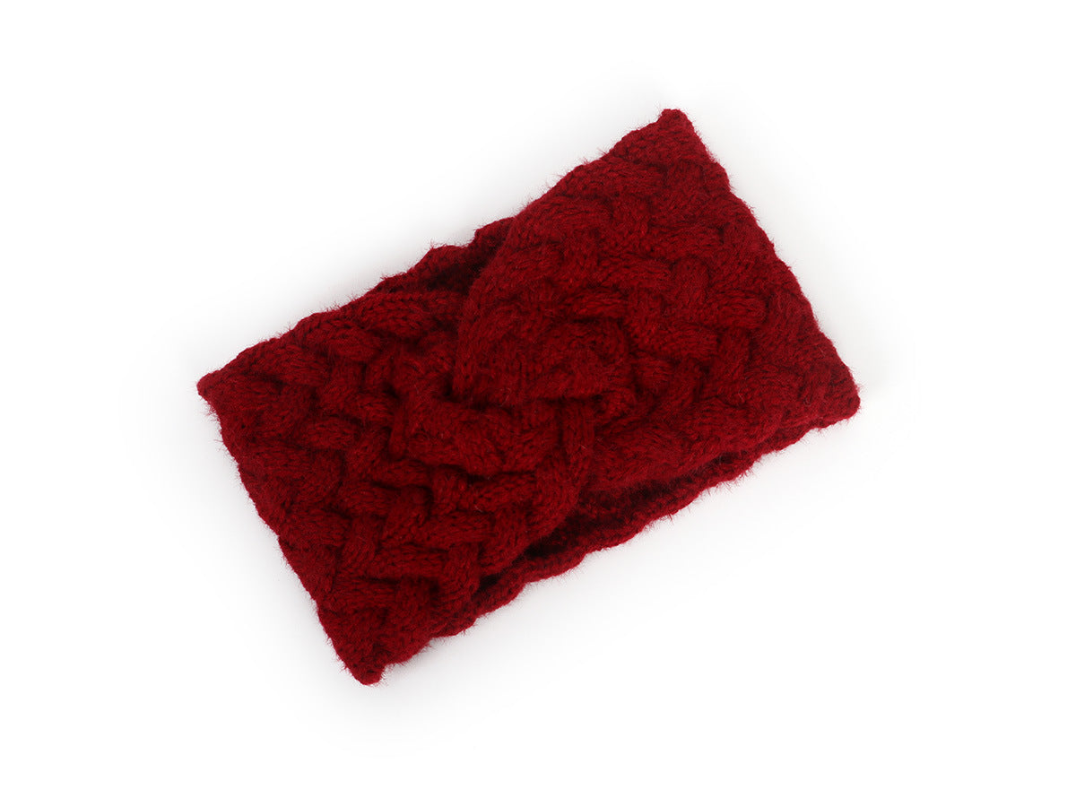 Braids patterned twist front knitted headband