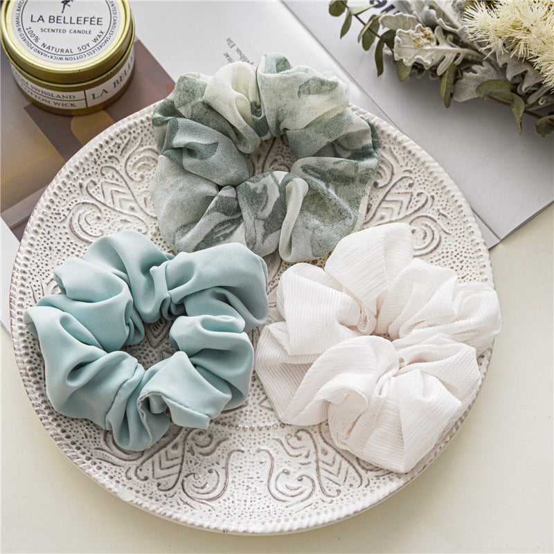 3-pack plain and printed chiffon scrunchies