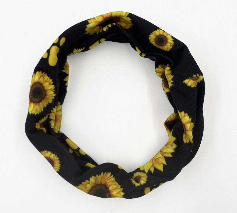 Sunflowers patterned extra-wide black loop hair band