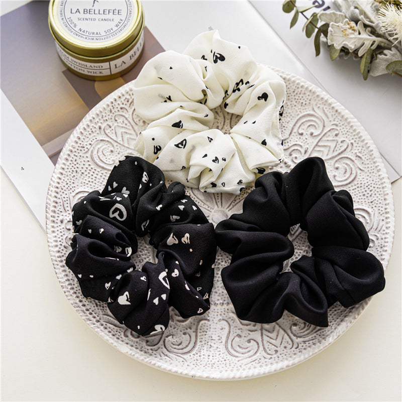 3-pack plain and printed chiffon scrunchies