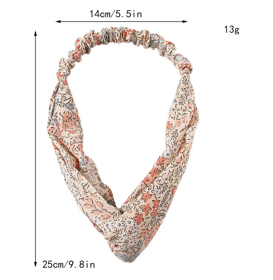 Country flowers prints elastic headband