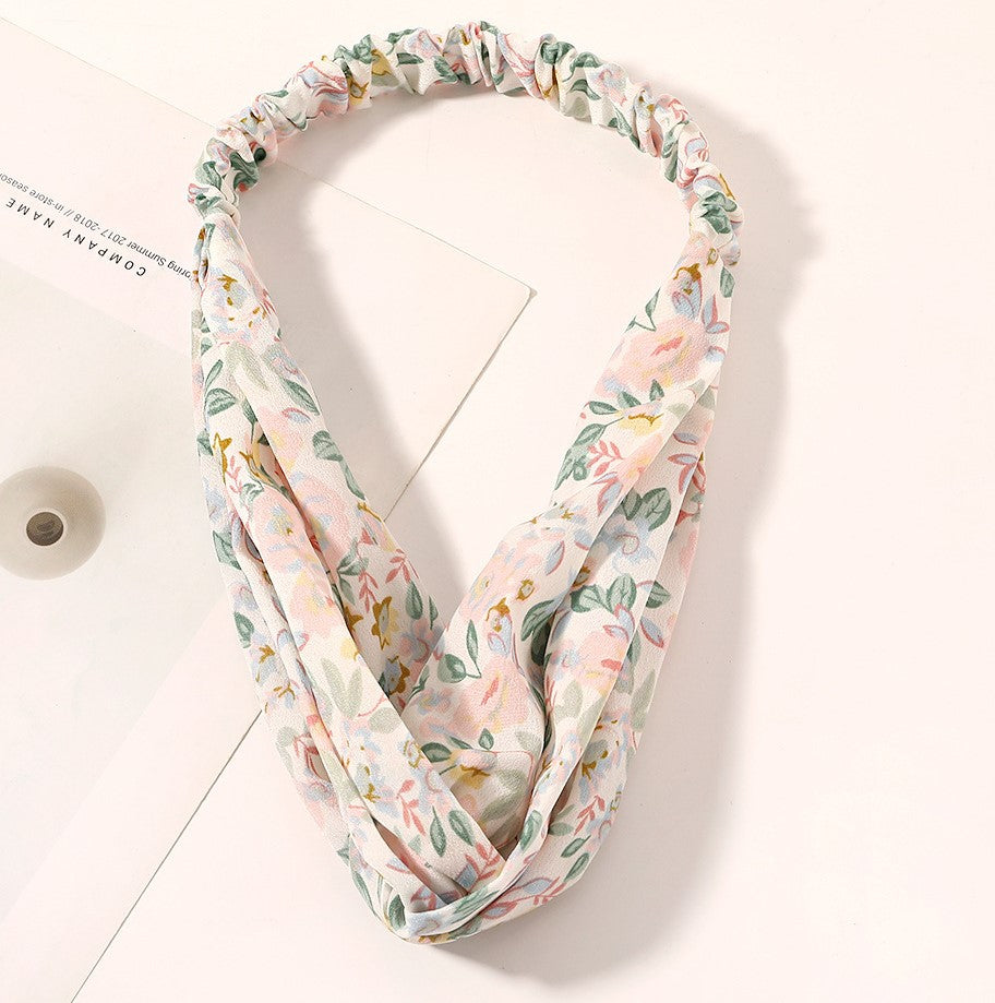 Country flowers prints elastic headband