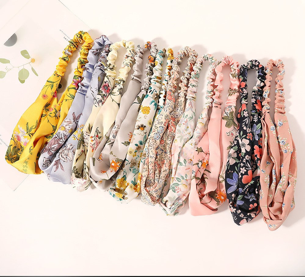 Country flowers prints elastic headband