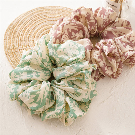 Large chiffon floral scrunchies