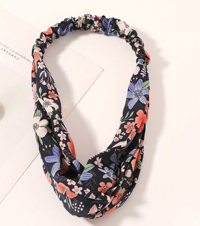 Country flowers prints elastic headband