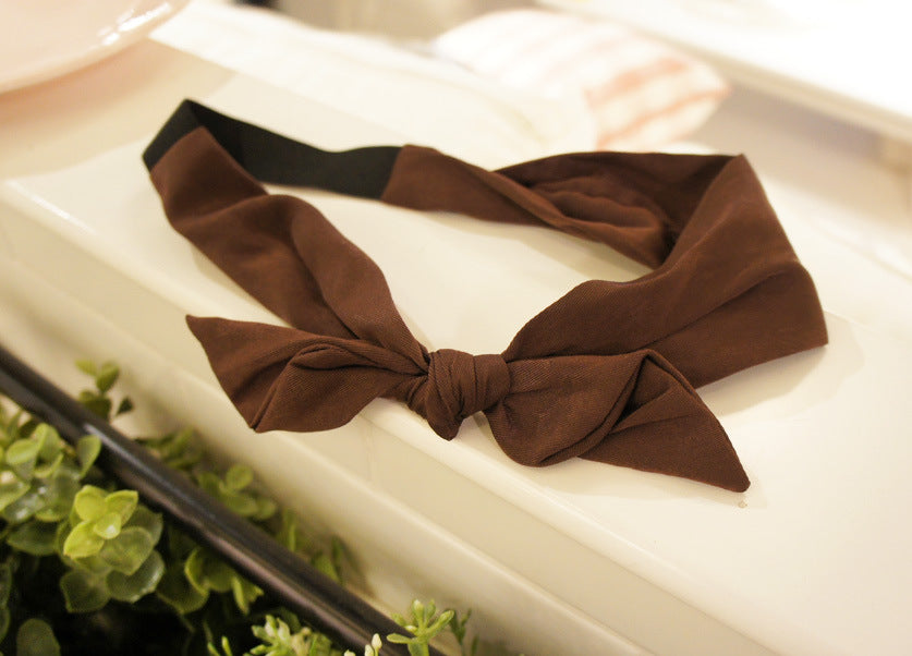 Cotton satin elastic headband with bow