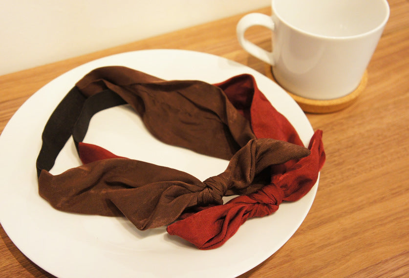 Cotton satin elastic headband with bow