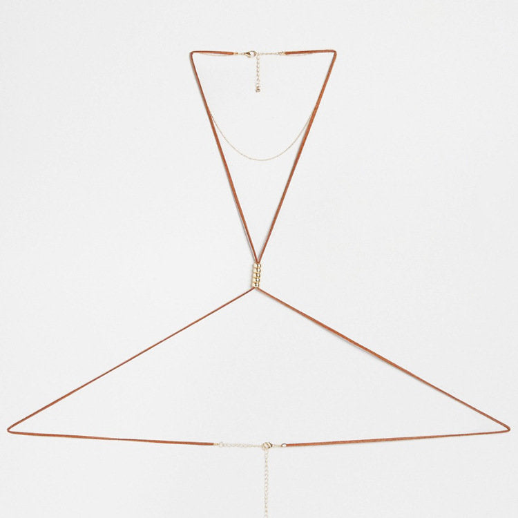 Suede golden beads body chain